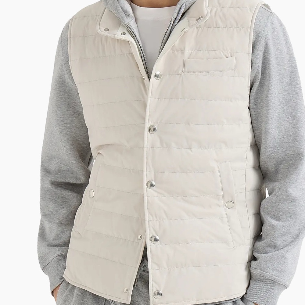 Brunello Cucinelli Cream Quilted Puffer Vest